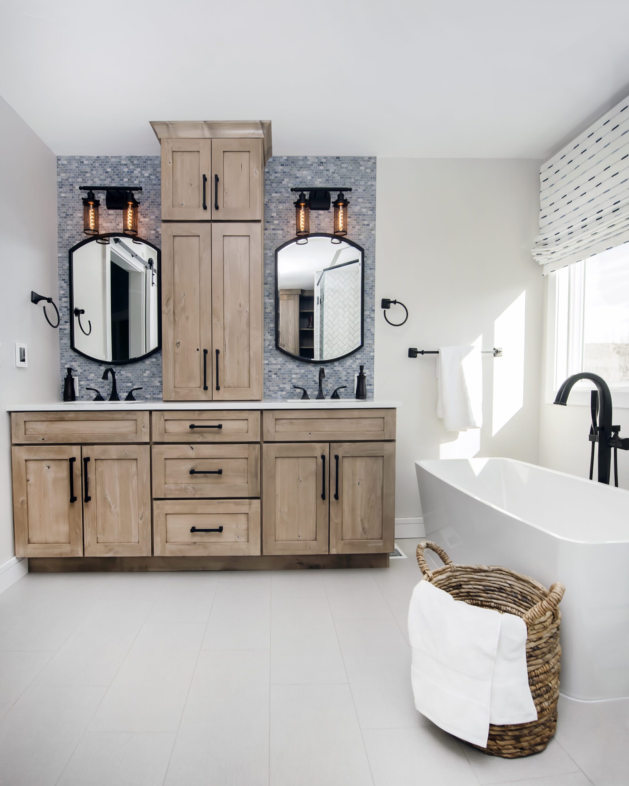 Modern Farmhouse Bathroom with Industrial Touches - Denver Design Group